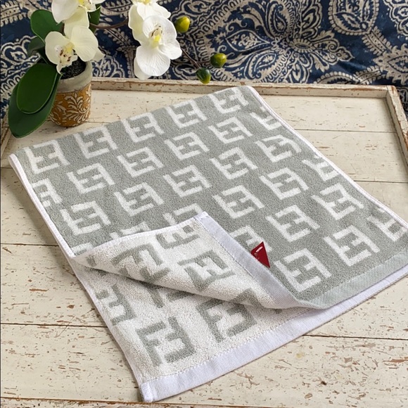 FENDI “Like” Hand Towel NWT Sage & White - Picture 1 of 3